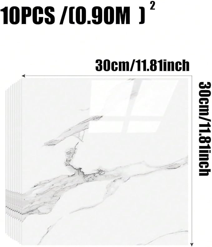 Chejiaye 10pcs Marble Peel and Stick Backsplash Waterproof Washroom Wall Panels - Image 4