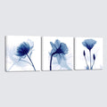 Wieco Art Blue Abstract Flowers 3 Panels Giclee Canvas Prints Wall Art Modern by WiecoArt