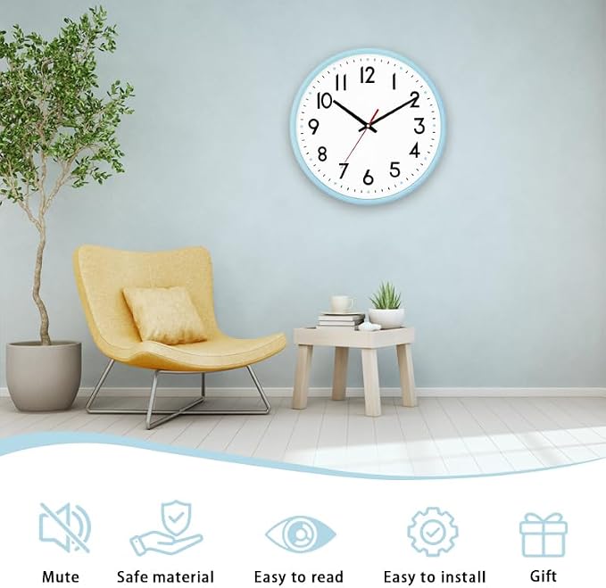 HZDHCLH Wall Clock Silent Wall Clocks Battery Operated 10 Inch Modern Non - Image 2