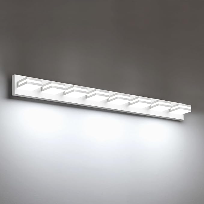 IZORRO LED Modern Bathroom Lights Fixtures, Matte White Acrylic Wall Lighting by IZORRO