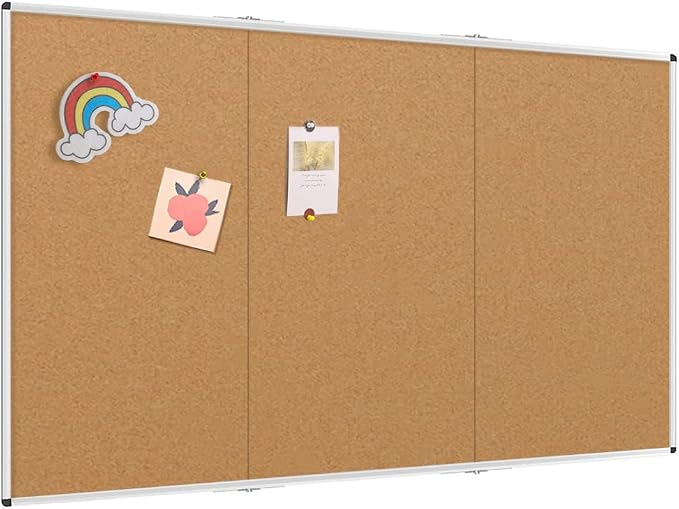 VIZ-PRO 96" x 48" Large Cork Bulletin Board, Foldable & Wall-Mounted Notice Pin by VIZ-PRO