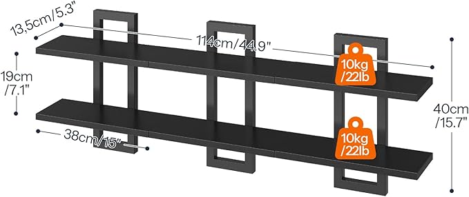 HOOBRO Floating Shelves, 15 Inch Wall Shelf Set of 3, Wall Mounted Storage - Image 2