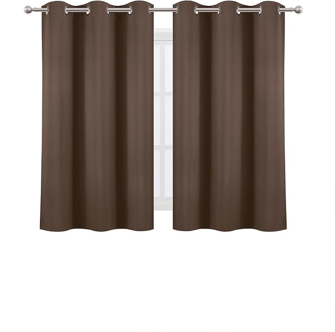 LEMOMO Chocolate Brown Blackout Curtains 42 x 54 Inch Length Set of 2 Panels - Image 2