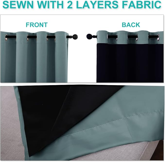 NICETOWN Greyish Blue Blackout Curtains 80 inches Long, Full Light Blocking - Image 5