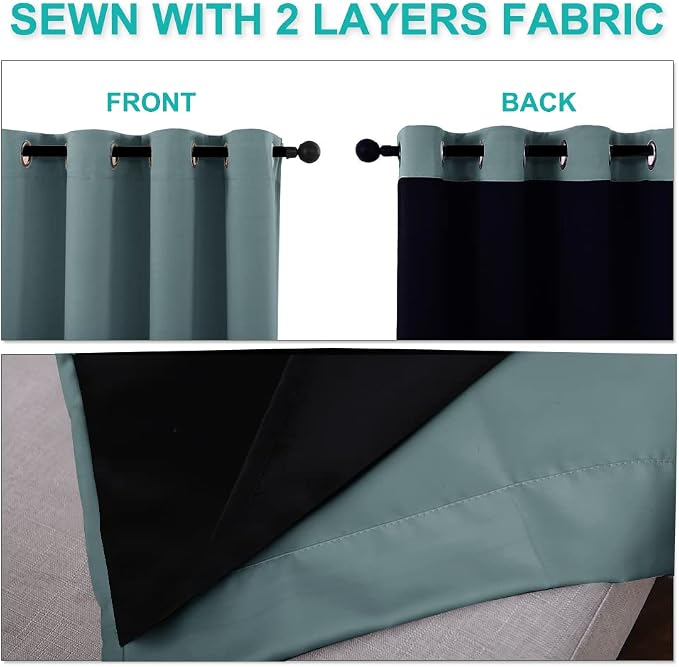 NICETOWN 100% Blackout Curtains 86 inches Long, Pair of Energy Smart & Noise - Image 5