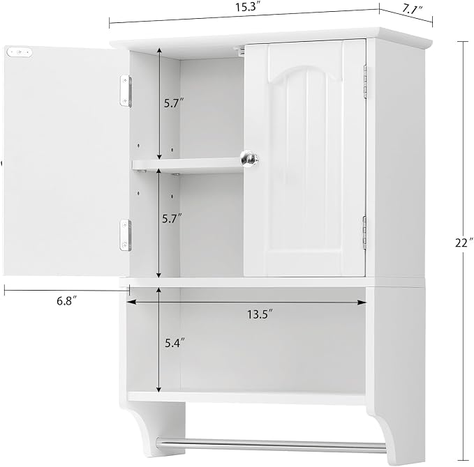 TEENFON Medicine Cabinet with Adjustable Shelves and Towel Rack, Wall Mounted - Image 3