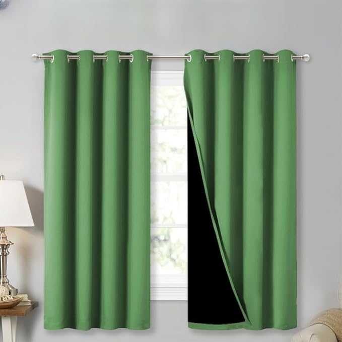 NICETOWN 100% Blackout Curtains 45 inches Long, Forest Green, 1 Pair, 52 inches by NICETOWN