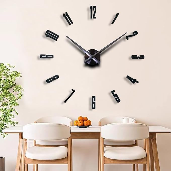 DIY 3D Wall Clock Large Frameless Watch Mirror Surface Wall Art Clock by LOZMOM