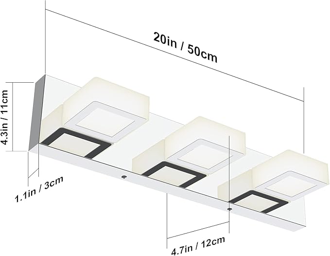 Ralbay Modern LED Bathroom Vanity Lights Chrome Stainless Steel Acrylic - Image 6