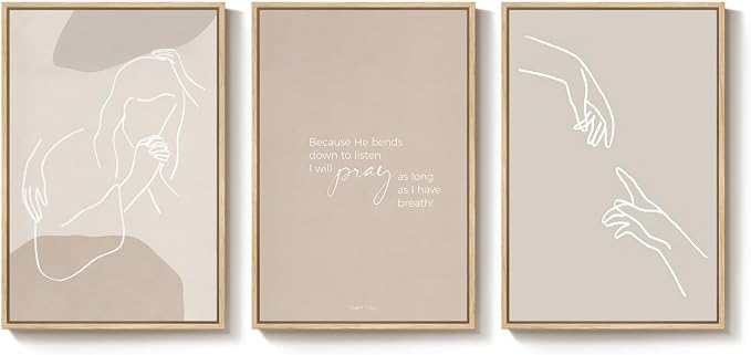 Framed Christian Wall Art Set of 3, Minimalist Neutral Beige Scripture Prints - Image 8