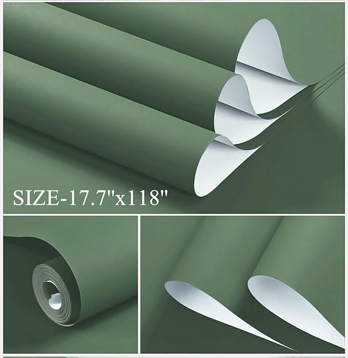 Dimoon 118''x23.6'' Green Peel and Stick Wallpaper Contact Paper Modern Self - Image 2