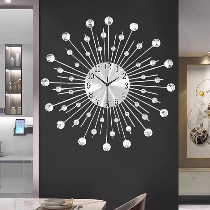 SIN&MI Large Wall Clock for Living Room Decor Non-Ticking Quiet Metal Quartz by SINMI