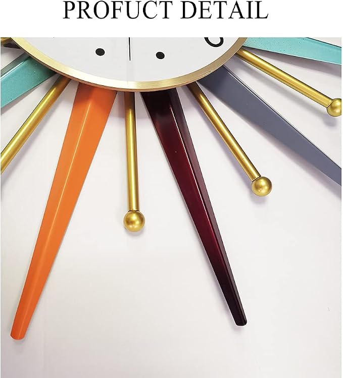 Large Wall Clock 31 Inch Modern Wall Clock Starburst Mid-Century Modern Decor - Image 8