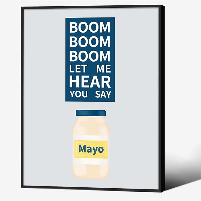 Black Framed Canvas Wall Art Posters Vintage Mayonaise Jar Prints Funny Kitchen by PDFI