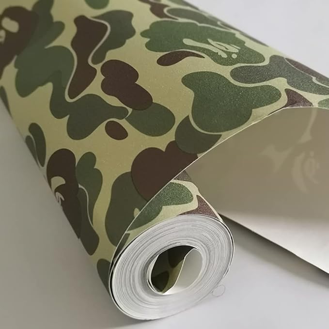 Self-Adhesive Vinyl Green Camouflage Contact Paper Peel and Stick Camouflage by AINITAOCOM