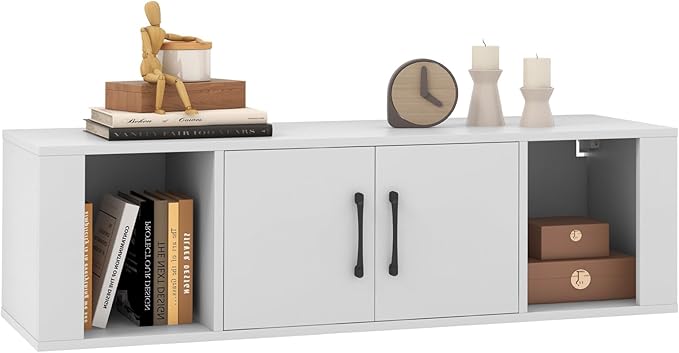 Giantex Wall Mounted Storage Cabinet 2 Cube Floating Media Hanging Desk W/2 by Giantex