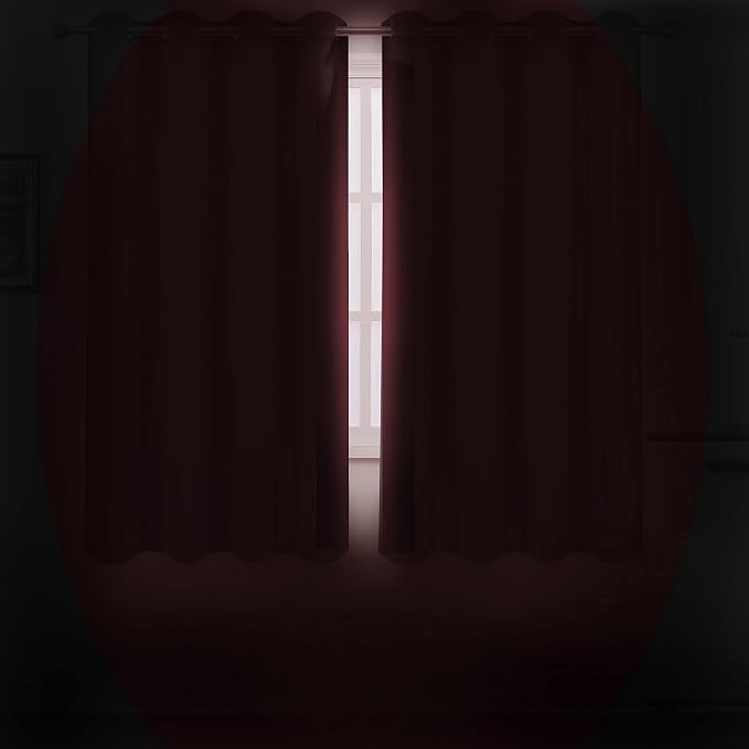 LEMOMO Burgundy Red Thermal Blackout Curtains/52 x 72 Inch/Set of 2 Panels Room - Image 3