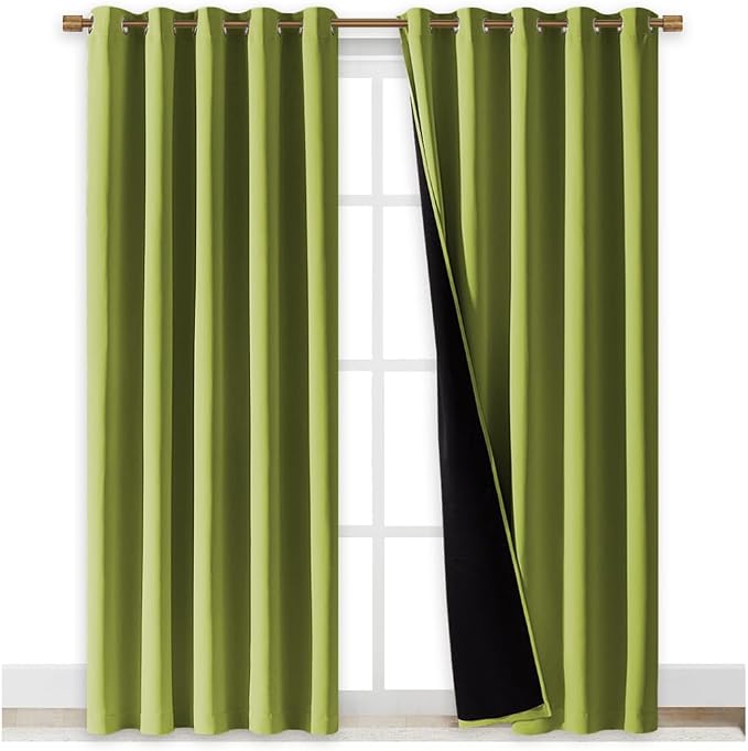 NICETOWN 100% Blackout Window Curtain Panels, Fresh Green, Cold and Full Light - Image 2