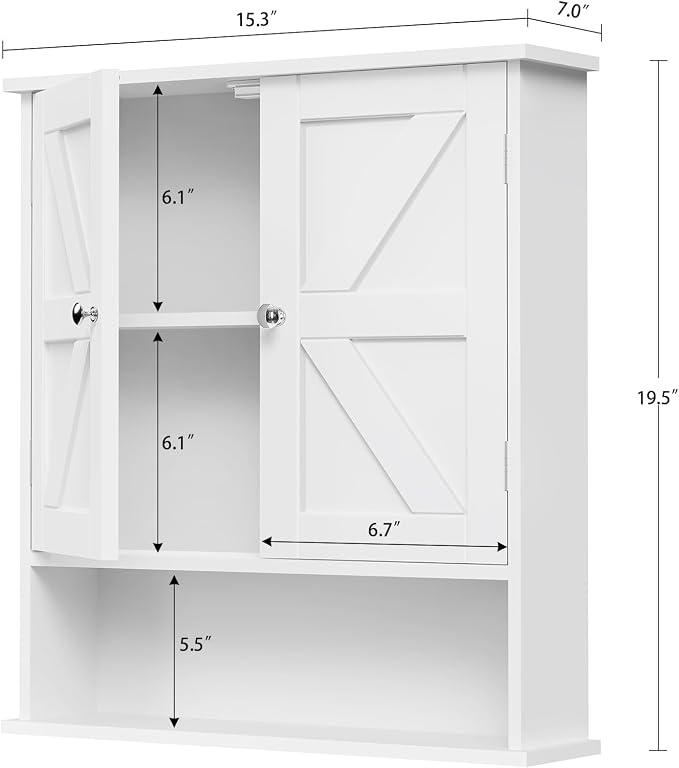 TEENFON Bathroom Wall Cabinet, Over The Toilet Space Saver Storage - Image 3