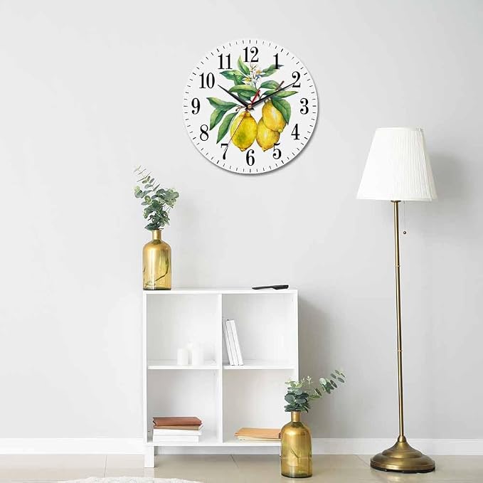 Mxocom Watercolor Lemon Wall Clock Citrus Fruit on a Branch - Image 5