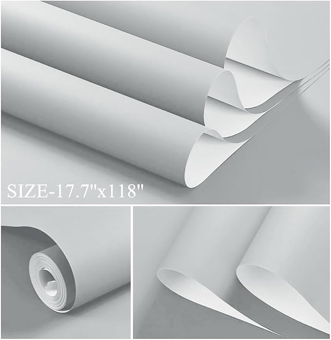 Dimoon 118''x17.7'' Grey Peel and Stick Wallpaper Contact Paper Modern Self - Image 2