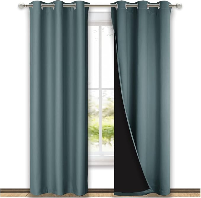 NICETOWN Greyish Blue Blackout Curtains 84 inches Long, Full Light Blocking by NICETOWN