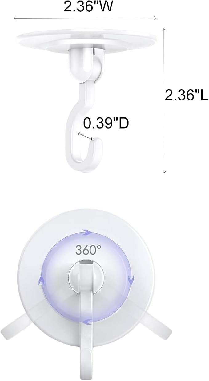 Adhesive Wall & Ceiling Decor Hooks: 6-Pack 3 lbs Heavy Duty No-Drill 360° - Image 2