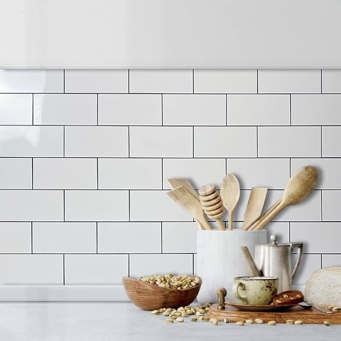 AULIGET 3" x 6" Thick PVC Peel and Stick Backsplash, Subway Tile Peel and Stick - Image 5