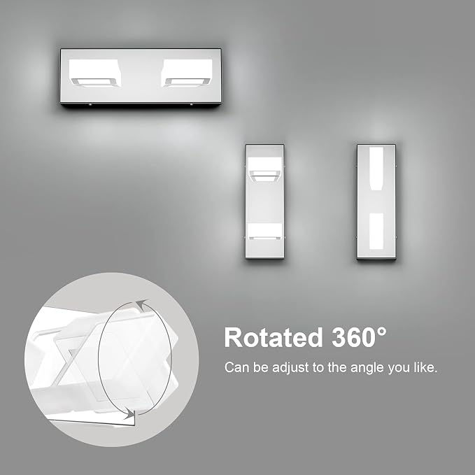 Ralbay Modern LED Vanity Light 2 Light Acrylic Stainless Steel - Image 5