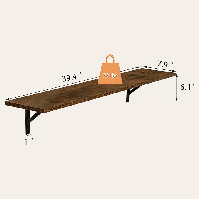 DINZI LVJ Long Wall Shelves, 39.4Inch Wall Mounted Shelves, Extra Large Wall - Image 3