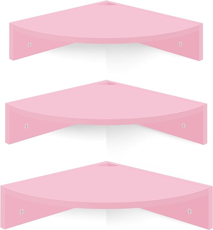 Homode Corner Shelf Wall Mount, 3 Tier Wood Corner Hanging Shelves, Living Room by Homode