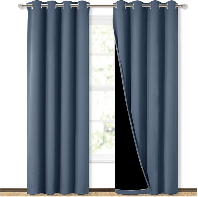 NICETOWN 100% Blackout Curtains 84 inches Long, Pair of Energy Smart & Noise by NICETOWN