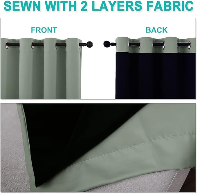 NICETOWN 100% Blackout Curtains 54 inches Long, Double-Deck Completely Blackout - Image 5