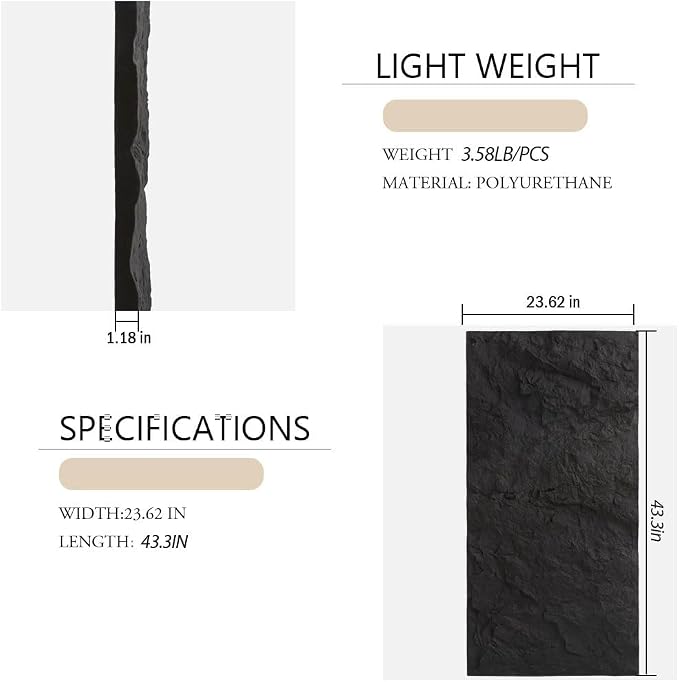 4-Pack 3D PU Stone Wall Panels for Interior Decor - Image 2