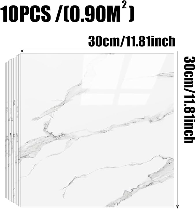 Chejiaye Thick 10pcs Marble Peel and Stick Backsplash Surface Waterproof Wall - Image 4