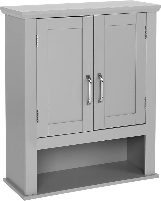 VINGLI Medecine Cabinet with 2 Doors Bathrooom Wall Cabinet Grey Over The by VINGLI