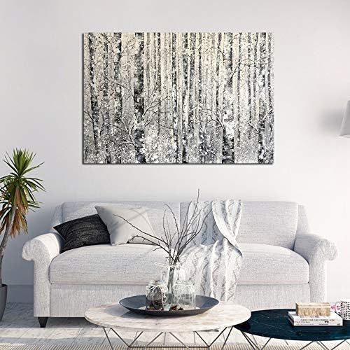 Yihui Arts - One Panel Canvas Wall Art Snowy White Forest Picture Art Print - Image 4