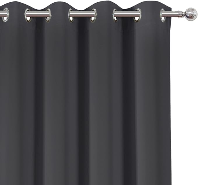 LEMOMO Blackout Curtains 66 x 72 Inch Long Dark Grey Curtains Set of 2 Panels - Image 6