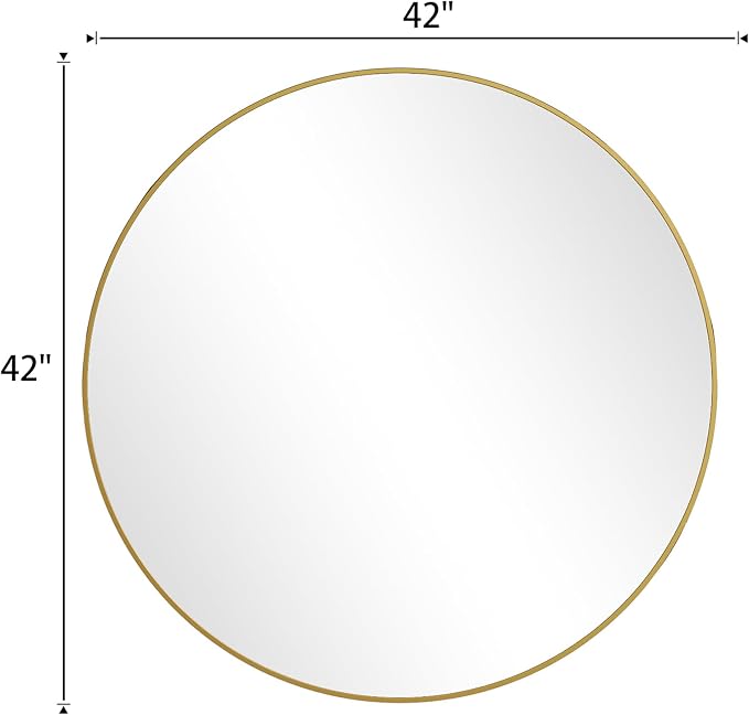 BEAUTYPEAK 42 Inch Round Mirror, Metal Frame Circle Mirror, Wall Mounted - Image 7