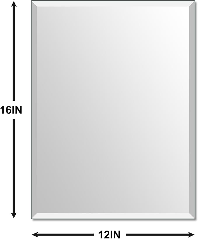 Beveled Bathroom Mirror for Wall, Rectangle Frameless Wall Mirror 16" x 12" - Image 2