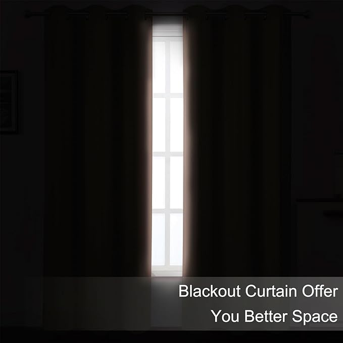 LEMOMO Blackout Curtains 66 x 95 inch/Blush Curtains Set of 2 Panels/Thermal - Image 3