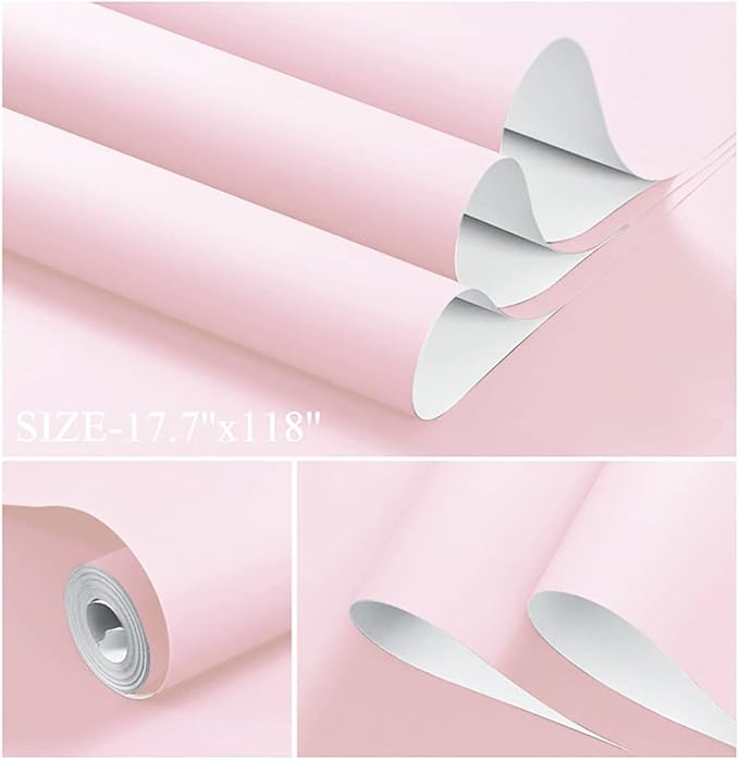 Dimoon 236''x17.7'' Pink Peel and Stick Wallpaper Contact Paper Modern Self - Image 2