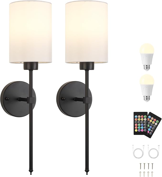 Battery Operated Wall Sconces Set of Two, Wireless Rechargeable Wall Light - Image 9