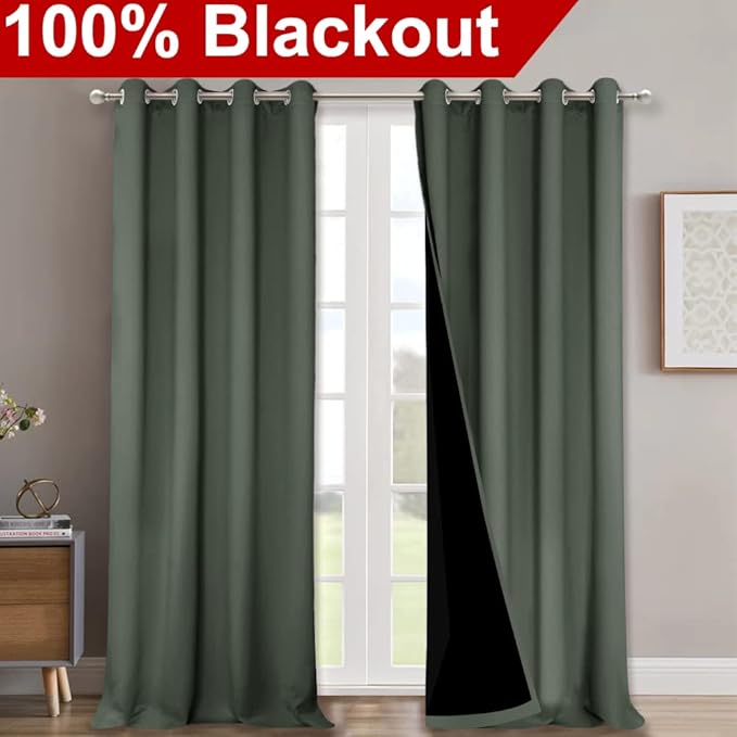 NICETOWN Full Shading Curtains 90 inches Long 2 Panels Set - Image 2