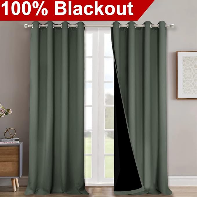 NICETOWN 100% Blackout Curtains 120" Long, Pair of Energy Smart & Noise - Image 2