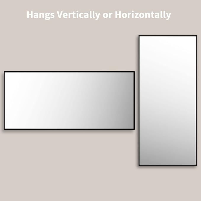 LOAAO 72"X32" Black Rectangle Bathroom Mirror Wall, Matte Black Aluminum Alloy - Image 4