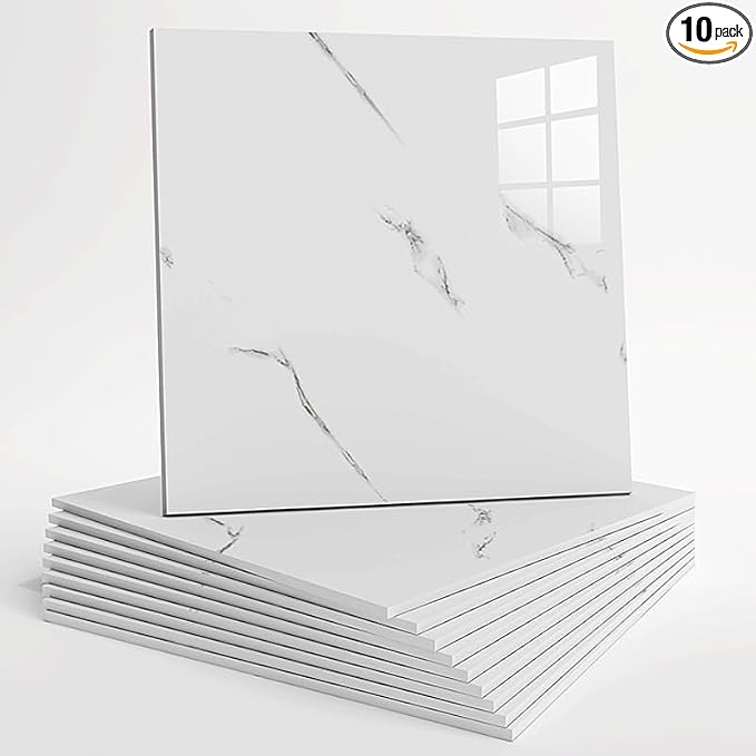 10pcs Peel and Stick Tile Shower Waterproof Marble Tiles Wall Panels, by Unknown