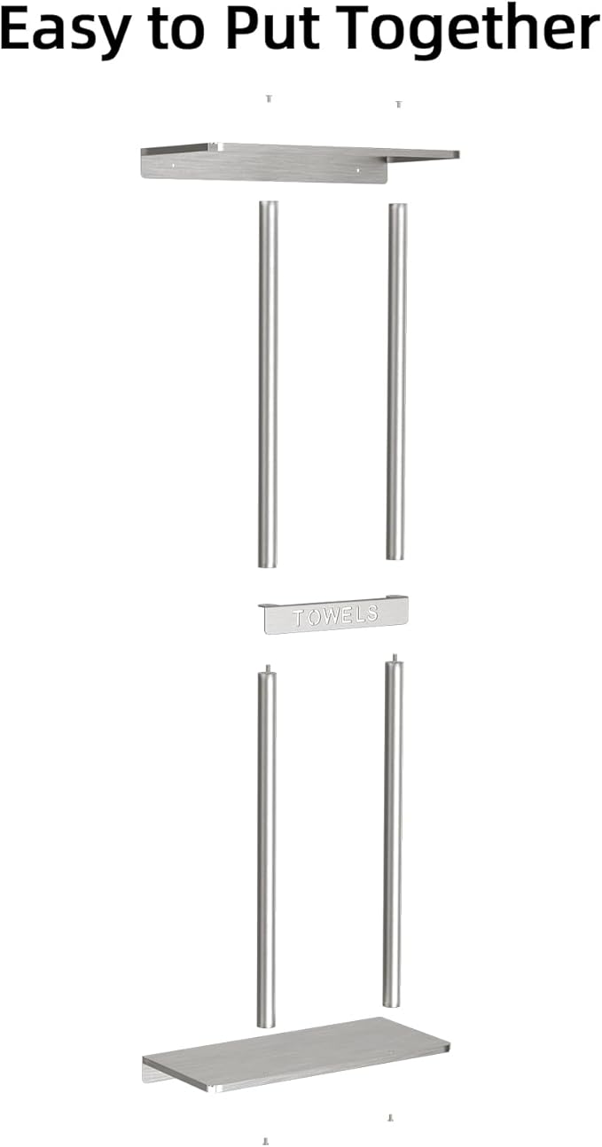 STWWO Bathroom Towel Storage for Bathroom, Wall Towel Rack for Rolled Towels - Image 5