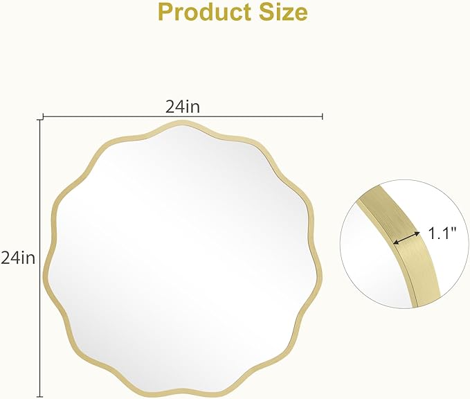 WallBeyond Round Wavy Mirror for Wall Decorative 24 inch, Modern Round Mirror - Image 6