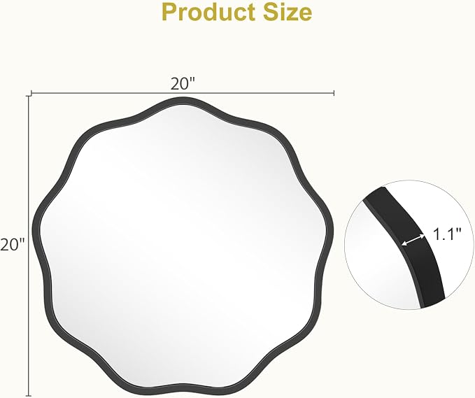 WallBeyond Round Wavy Mirror for Wall Decorative 20 inch, Modern Round Mirror - Image 6